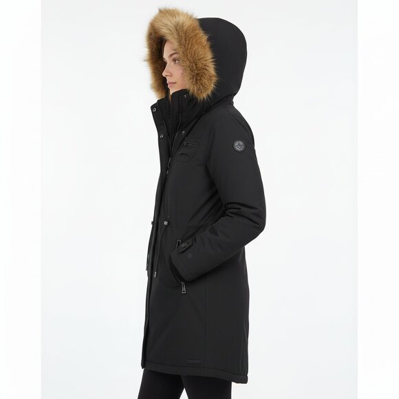 ARITZIA TNA Verbier Parka Black Long Coat Faux Fur Hood Women's (S) Winter - Picture 5 of 7